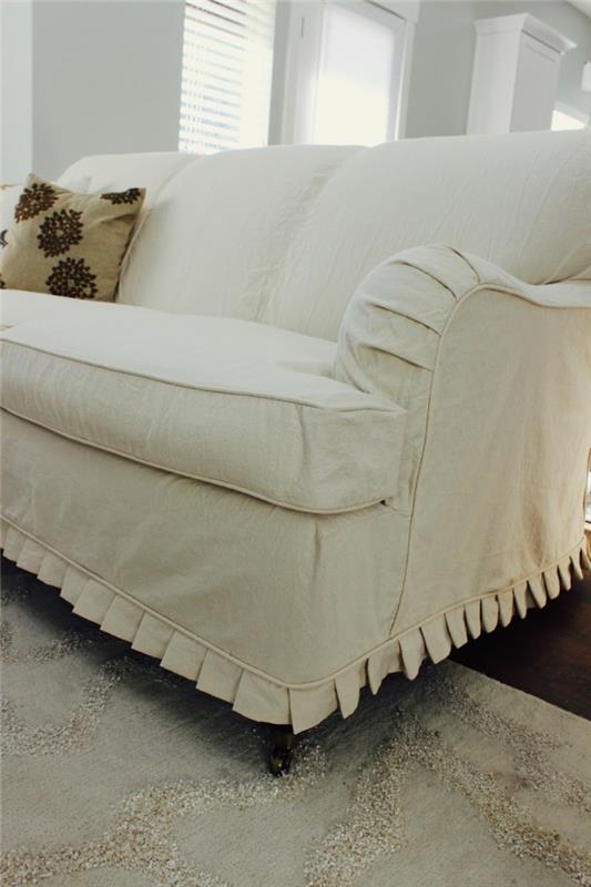 ιδέες σαλόνι σαλόνι καναπέ κάλυμμα κρέμα φωτεινό σαλόνι
