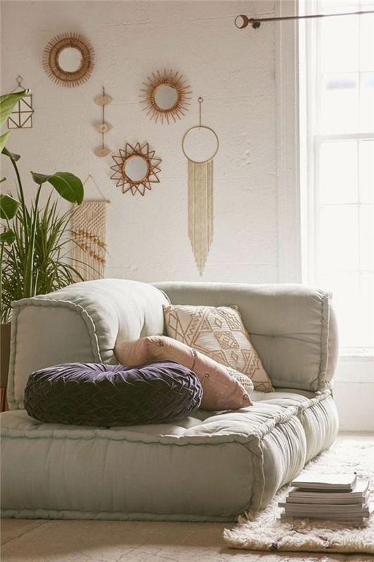 ιδέες διαβίωσης σαλόνι σούπερ άνετος καναπές με μαξιλάρια