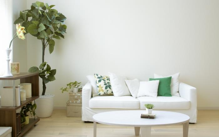 ιδέες σπιτιού σαλόνι λευκός καναπές ιδέες δαπέδου για μαξιλάρια φρεσκοκομμένα
