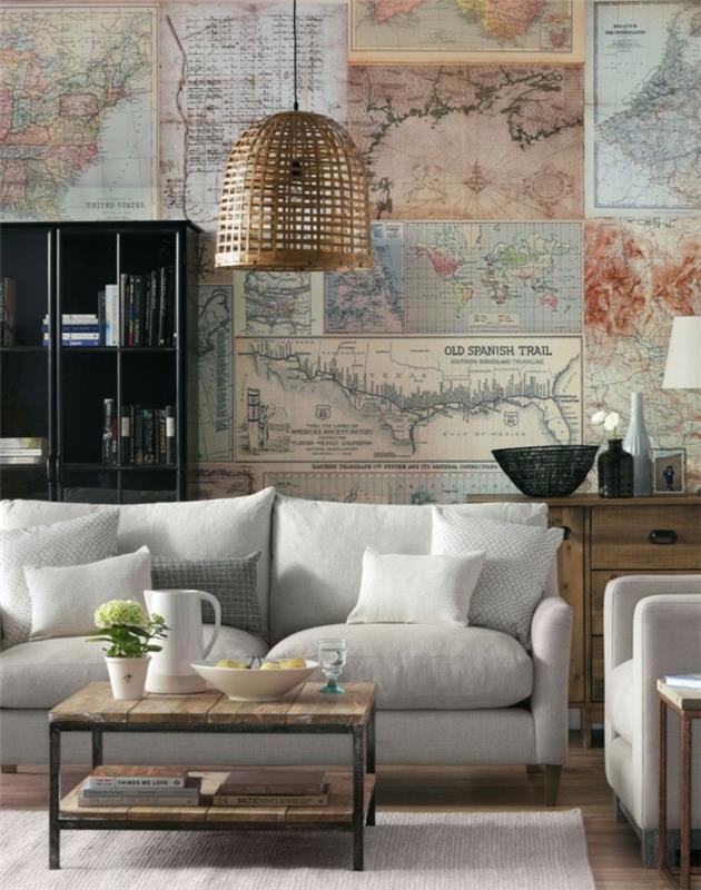 σαλόνι ιδέες σαλόνι λευκός καναπές κόσμος φάκελος διακόσμηση τοίχου ρουστίκ τραπεζάκι σαλονιού