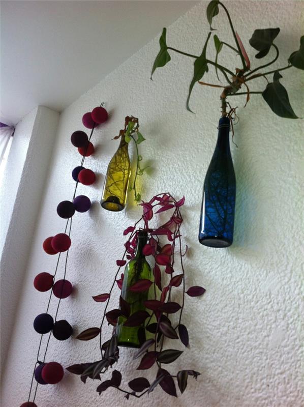 ιδέες για βελτίωση σπιτιού για να κάνετε διακοσμήσεις τοίχων μπερδεμένες με παλιά μπουκάλια