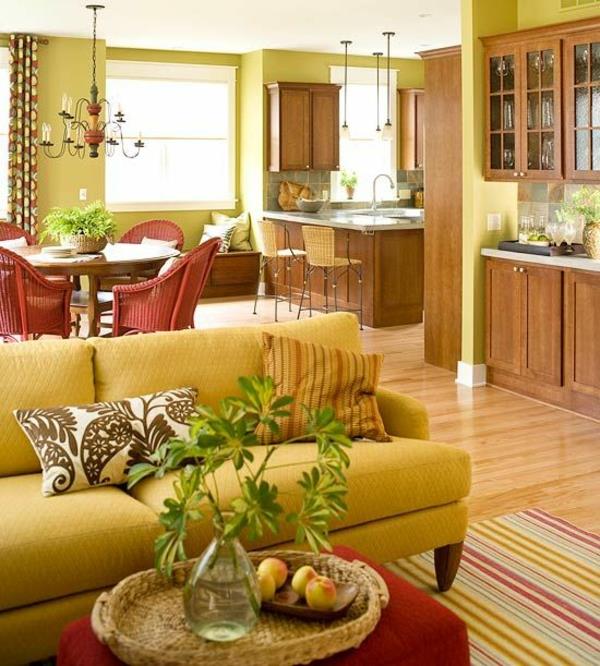 σαλόνι τραπεζαρία κίτρινο παραδοσιακό χαλί