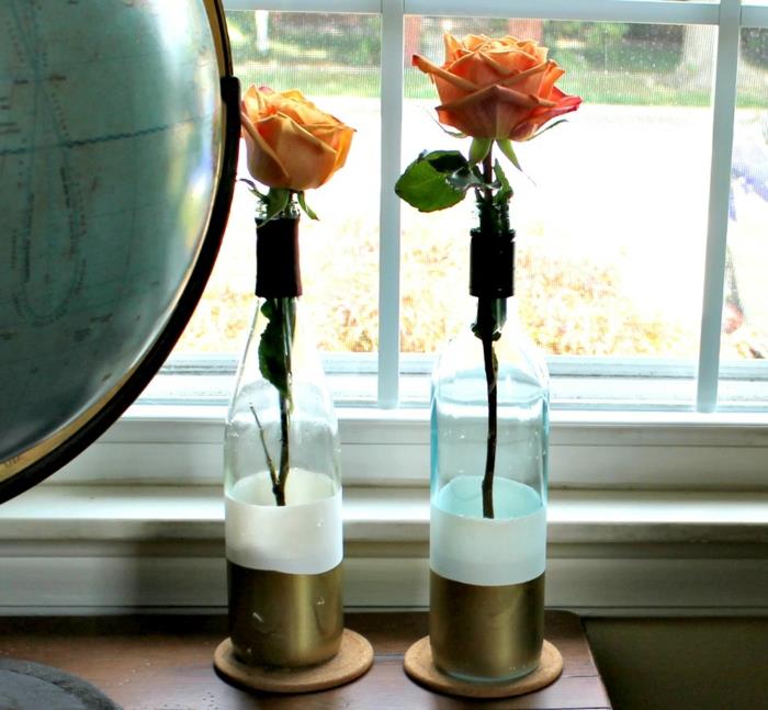 διακοσμήστε διαμερίσματα diy ιδέες αποσυνθέτει λουλούδια μπουκάλια κρασιού