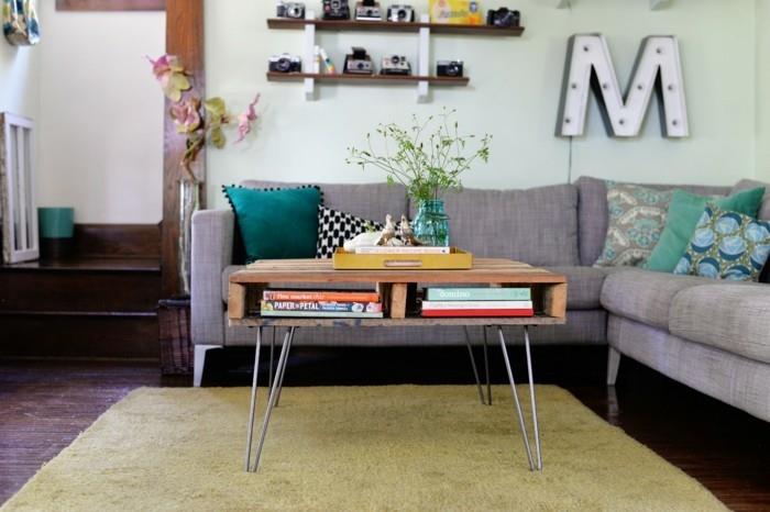 διακοσμήστε διαμέρισμα σαλόνι βιβλία διακόσμηση ιδέες ρετρό γωνιακός καναπές