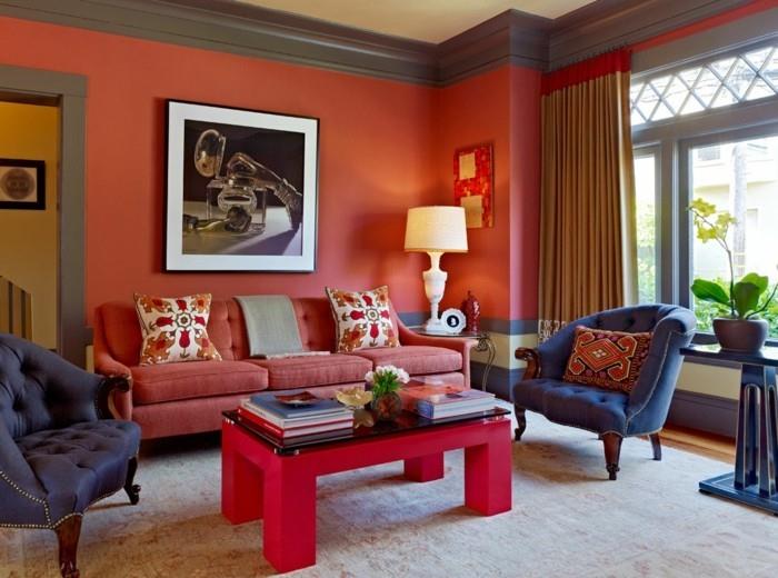 επιπλωστε ιδεες διαμερισματος σαλόνι έντονα χρώματα εκλεκτικά
