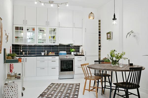 Σκανδιναβική επίπλωση κουζίνας τραπεζαρία ξύλινη τραπεζαρία με καρέκλες