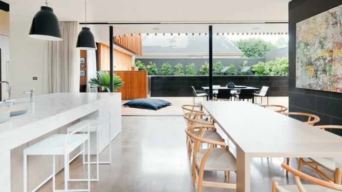 ιδέες επίπλωσης σπιτιού κουζίνα τραπεζαρία βεράντα ανοιχτό σχέδιο