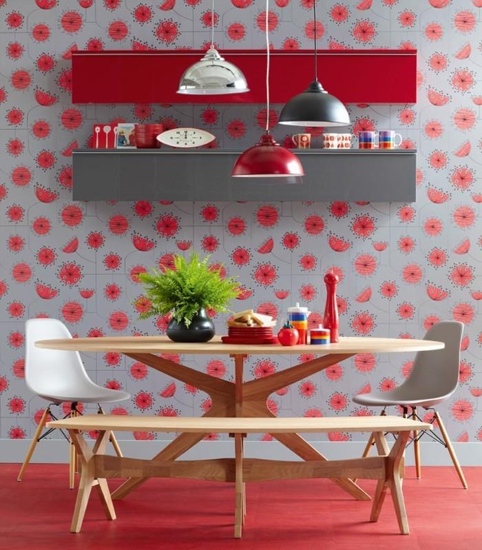 επίπλωση σπιτιού κουζίνα επίπλωση κόκκινα ντουλάπια διακόσμηση τοίχου