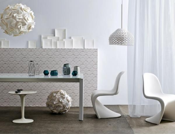 σχεδιασμός διαμερίσματος λευκή καρέκλα σχεδιαστών verner panton