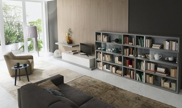 βιβλιοθήκες τοίχου ράφι τηλεόραση ντουλάπι χαλί καναπές