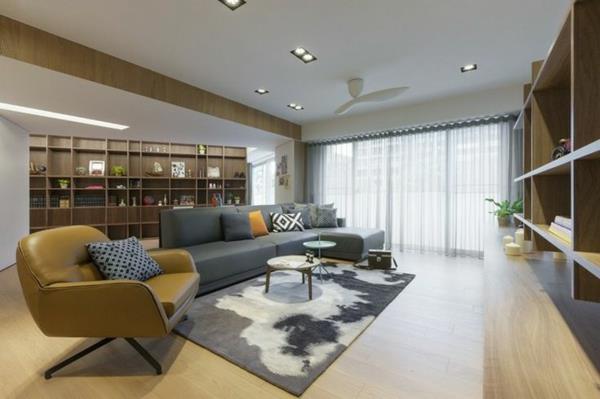 ιδέες σχεδιασμού σαλόνι μοντέρνα καναπέ πολυθρόνα χαλί