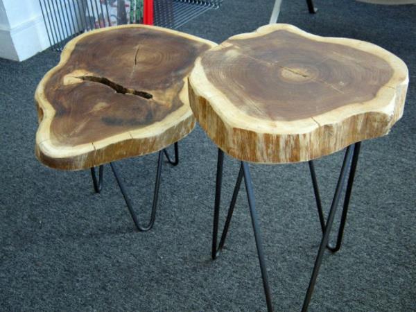 έπιπλα σαλονιού ξύλινα δέντρα κορμού τραπέζι μεταλλικά πόδια