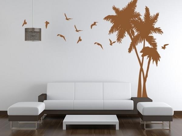σαλόνι σχεδιασμός τοίχου δέντρο καφέ λευκός τοίχος