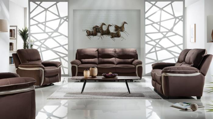 ιδέες διακόσμησης σαλόνι δροσερό πολυτελές σχέδιο έπιπλα καφέ