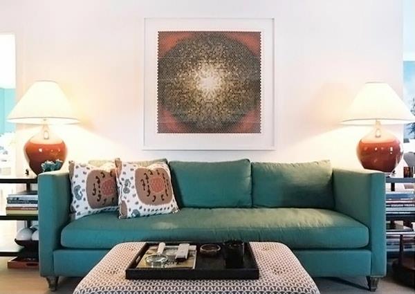 σαλόνι σχεδιασμός καναπές με μοτίβα μοντέρνας τέχνης