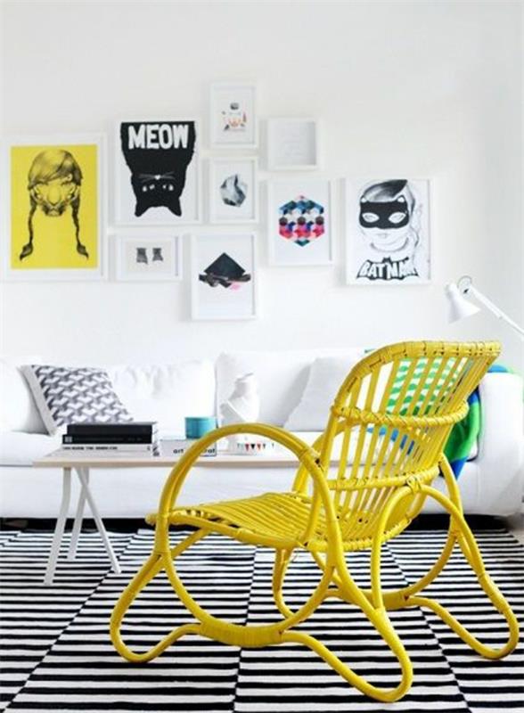έπιπλα σαλονιού έπιπλα από ψάθινο έπιπλο ψάθινη καρέκλα επίπλων σε κίτρινο χρώμα
