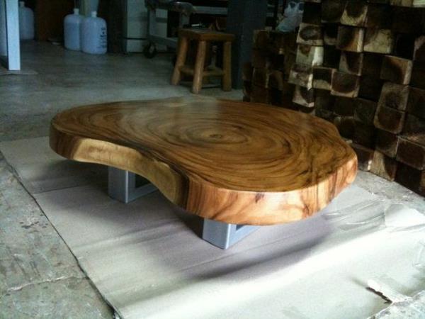 τραπέζια σαλονιού μασίφ ξύλο τραπεζάκι καφέ δέντρο κορμός μεταλλικός σκελετός