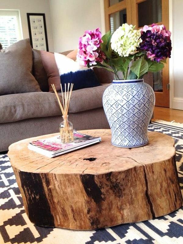 τραπέζια σαλονιού μασίφ ξύλο τραπέζι καφέ κορμός δέντρου