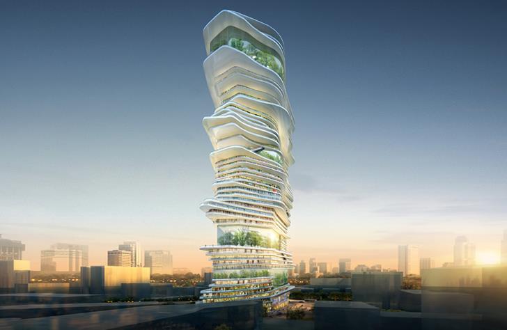αρχιτεκτονική ουρανοξύστη των μελλοντικών σύγχρονων κτιρίων του Λονδίνου