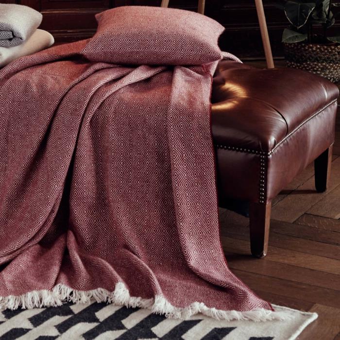 μάλλινη κουβέρτα κασμίρι κουβέρτα uyuni κρασί κόκκινο μοτίβο urbanara