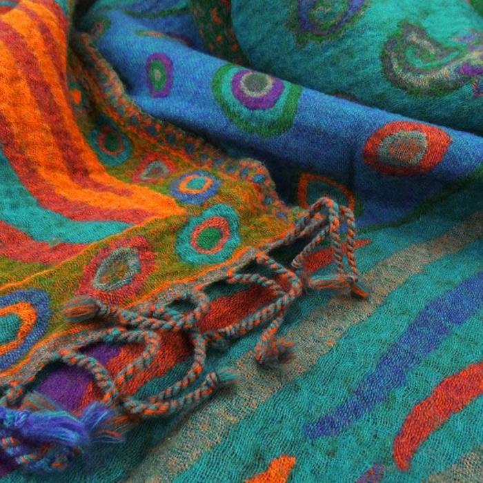 μάλλινη κουβέρτα καρό μοντέρνα ινδία τυρκουάζ δίκαιου εμπορίου κοντίγκο