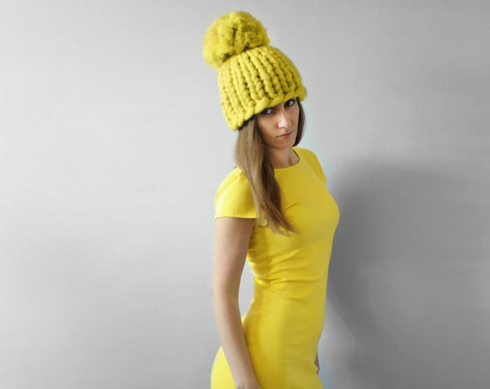 μάλλινη κουβέρτα πλέξιμο κίτρινο καπέλο