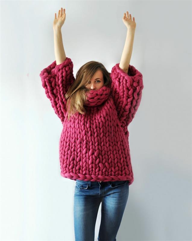 πλεκτό πουλόβερ πουλόβερ ροζ