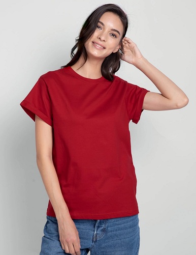 Kadınlar İçin Kırmızı Boyfriend T Shirt
