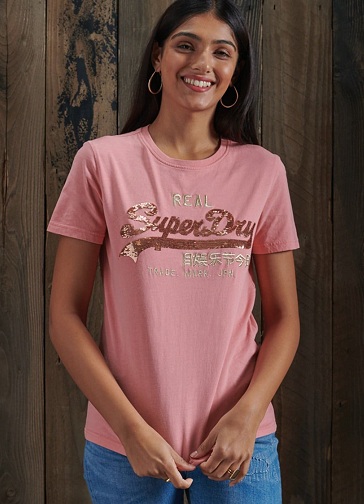 „Superdry“ siuvinėti marškinėliai moterims