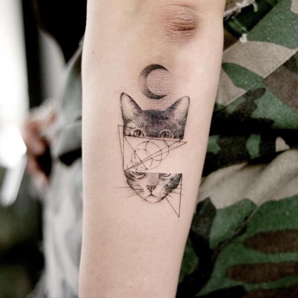 υπέροχες ιδέες τατουάζ γάτας