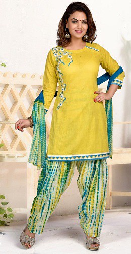 Geltonas Patiala Salwar kostiumas