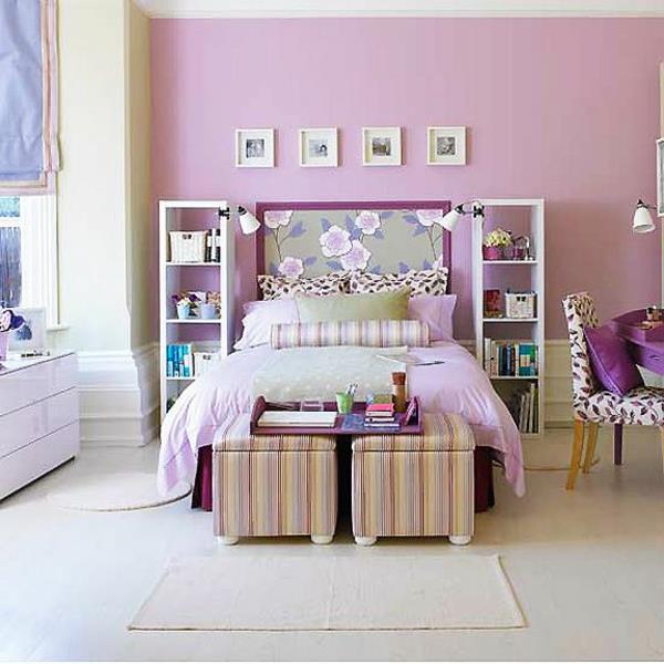 λεπτή μοβ στο υπνοδωμάτιο floral μοτίβα διακόσμηση
