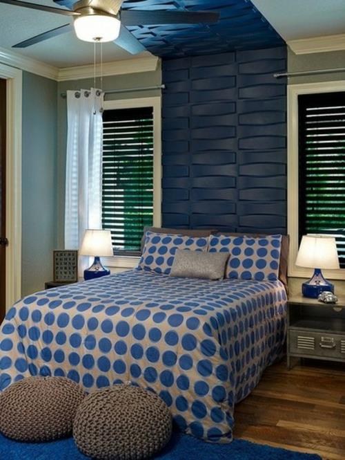 μοντέρνο κεφαλάρι κρεβατιού κρεβατιού με μπλε μοτίβο