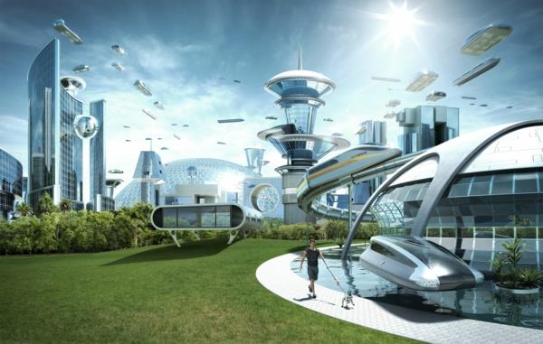 σύγχρονη τέχνη αρχιτεκτονική ιπτάμενα αυτοκίνητα ηλιακή ενέργεια