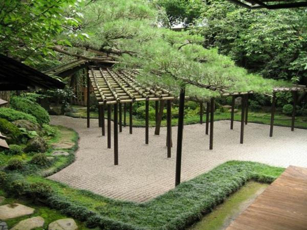 πράσινη οροφή πέργκολα κήπου zen