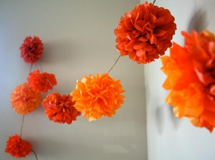 διακόσμηση δωματίου diy διακόσμηση γιρλάντα με λουλούδια από χαρτοπετσέτες