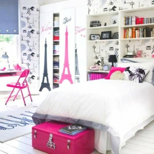 δωμάτιο σε στιλ Παρισιού λευκό ροζ μαύρο