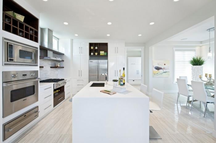 σχεδιασμός δωματίου λευκή κουζίνα λευκή κουζίνα νησί ενσωματωμένα φώτα