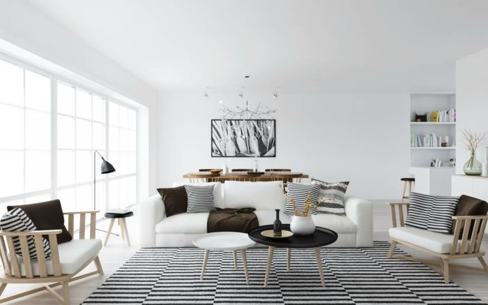 σχέδιο δωματίου λευκό σαλόνι σκανδιναβικό σχέδιο λωρίδων μοτίβο